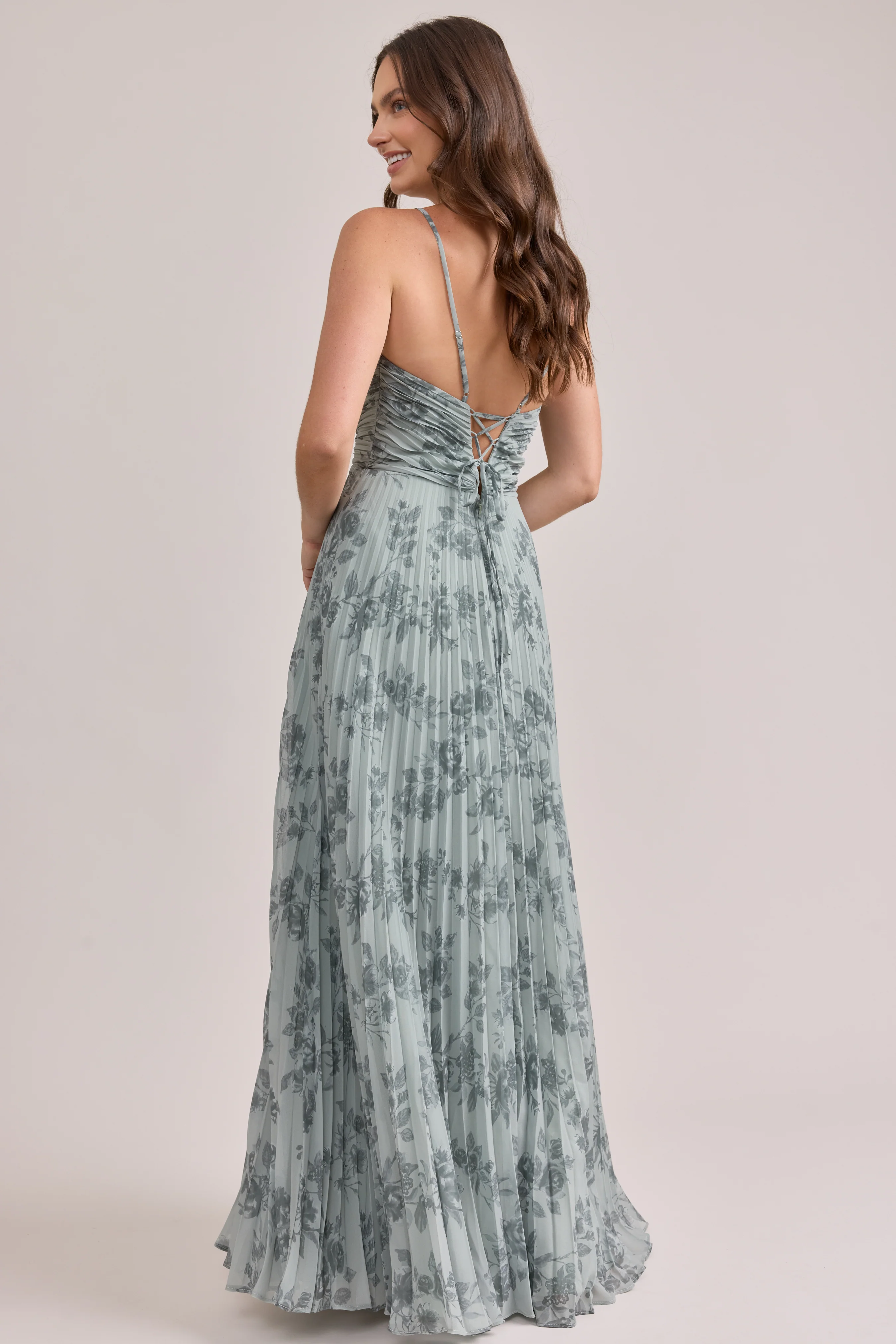 Vivian Chiffon Pleated Floral Print Dress | Made To Order - Image 41