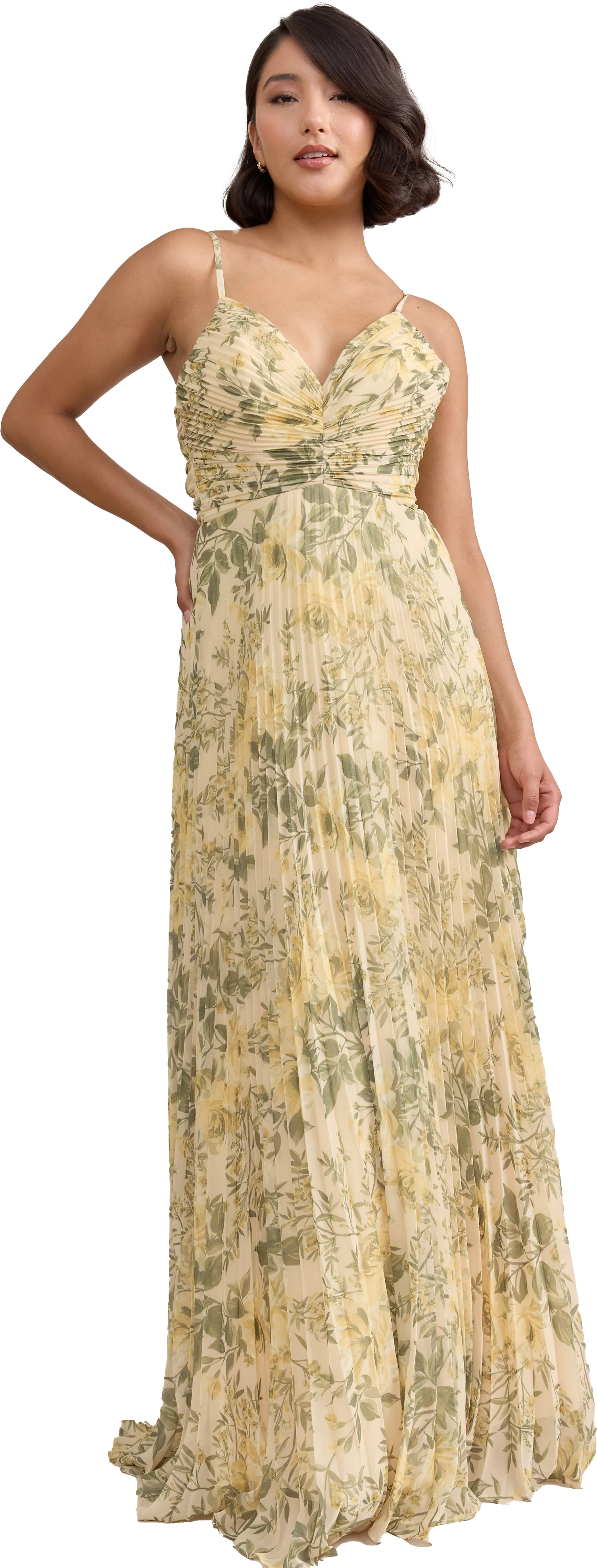 Vivian Chiffon Pleated Floral Print Dress | Made To Order - Image 44