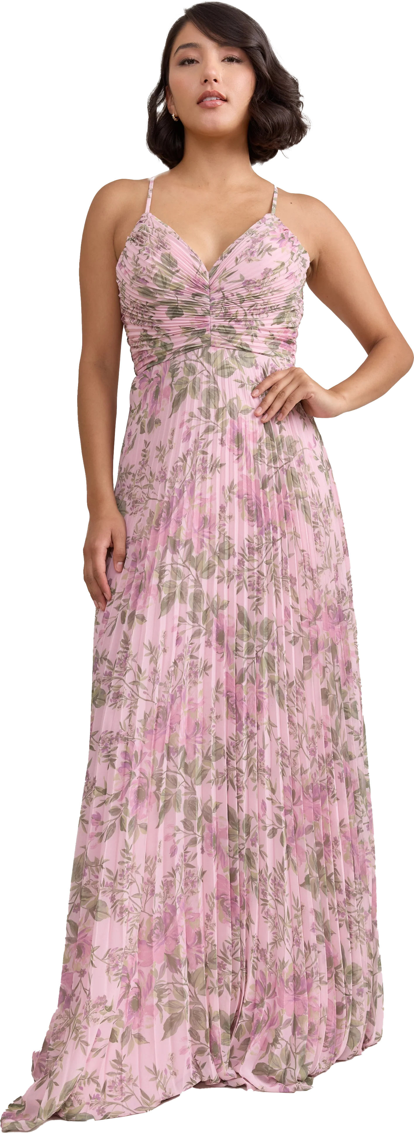 Vivian Chiffon Pleated Floral Print Dress | Made To Order - Image 45
