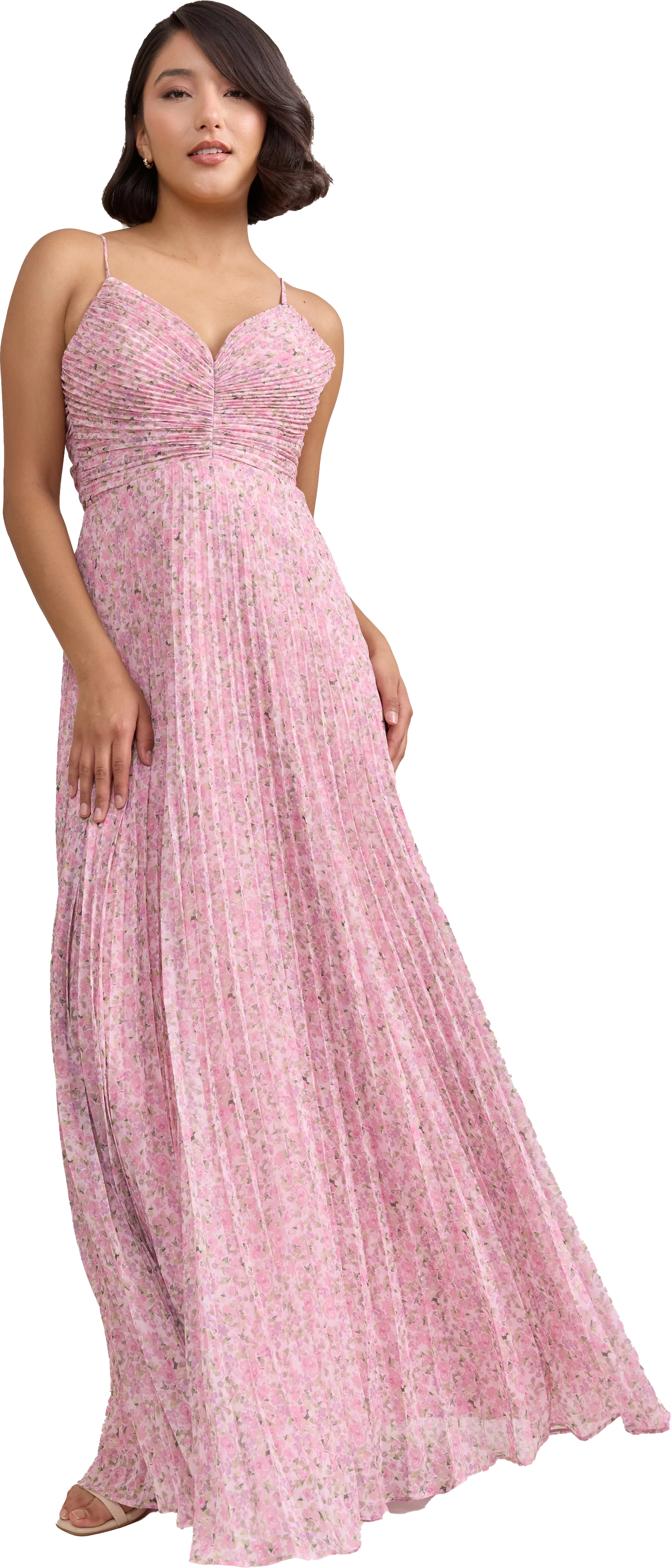 Vivian Chiffon Pleated Floral Print Dress | Made To Order - Image 46