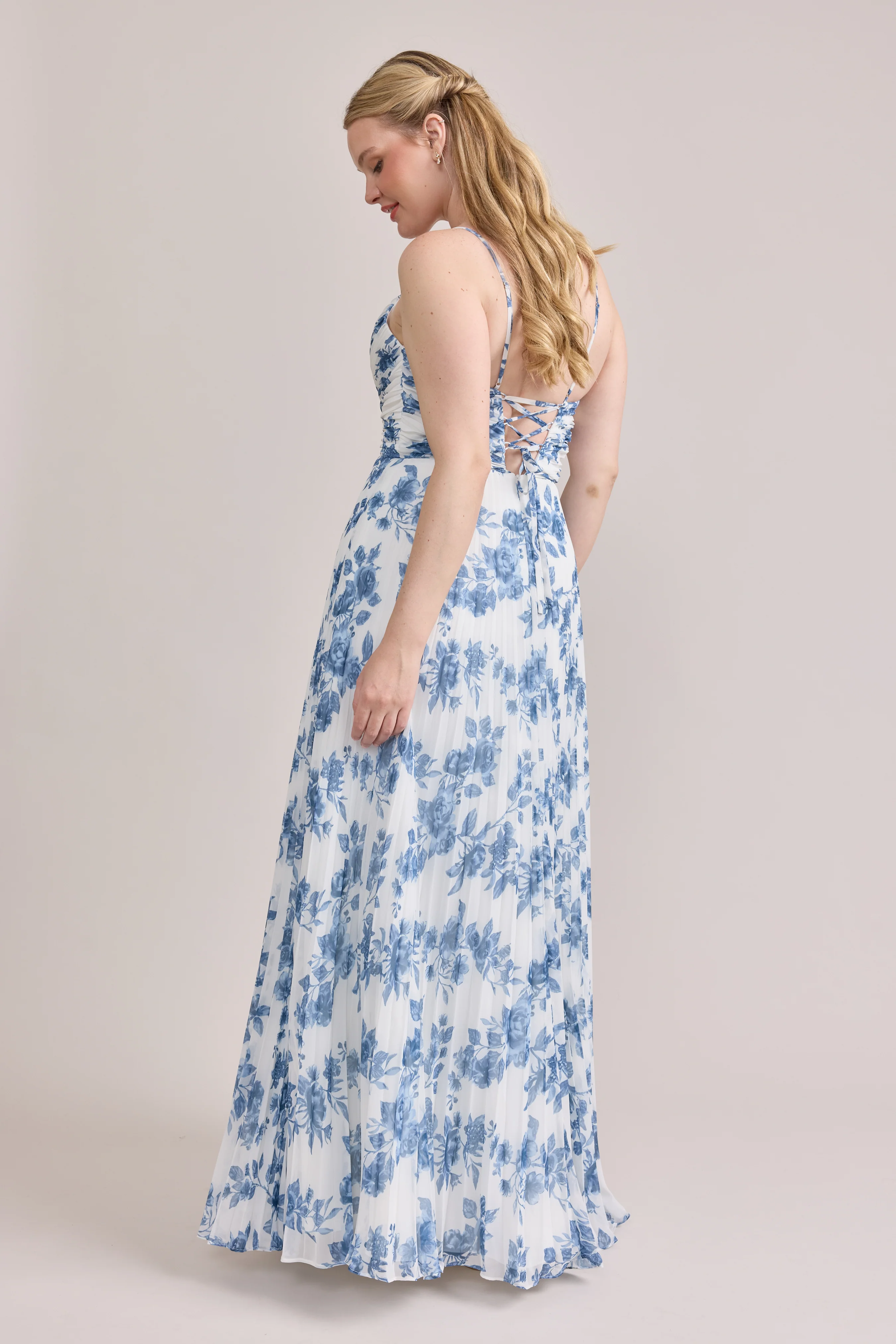 Vivian Chiffon Pleated Floral Print Dress | Made To Order - Image 6