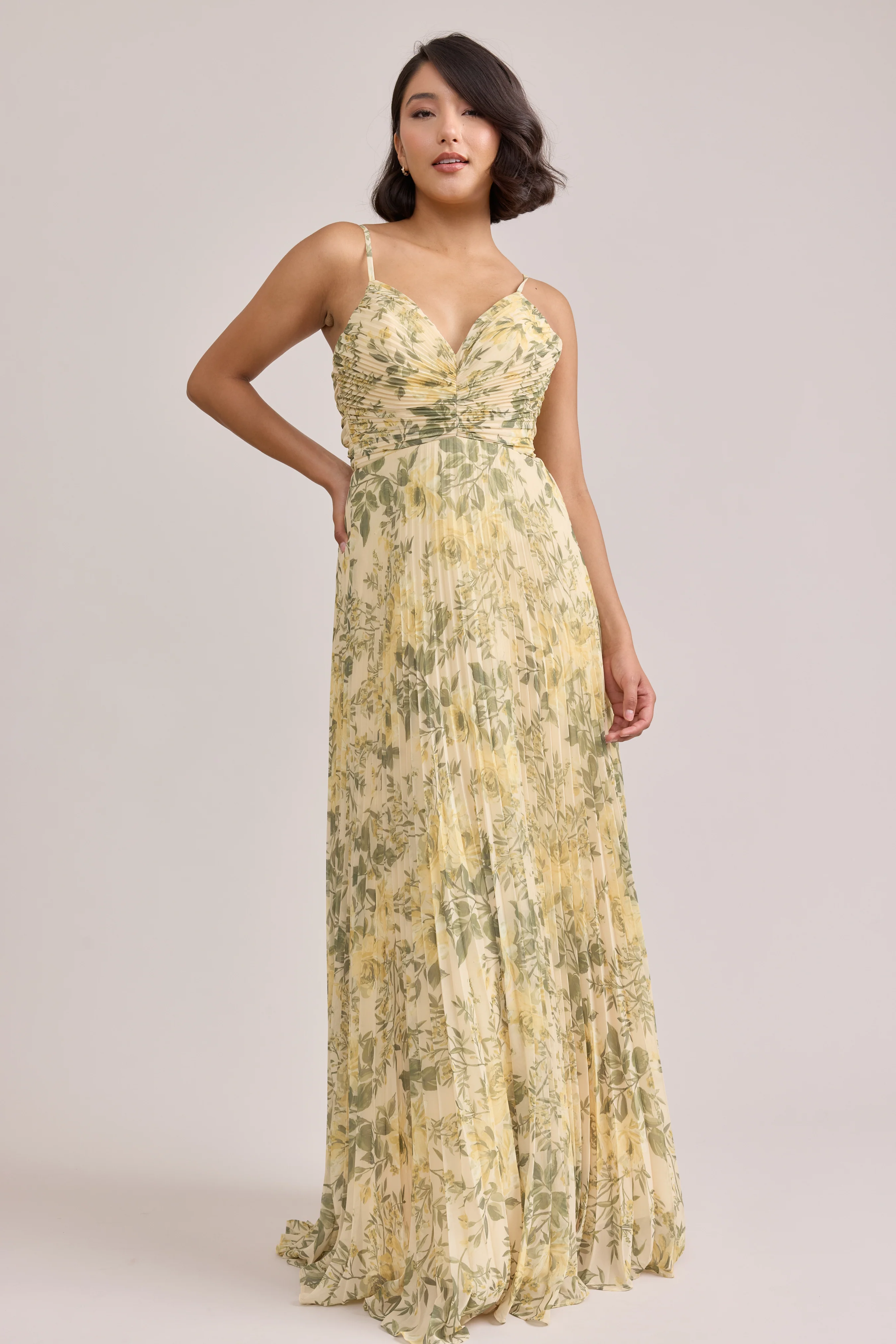 Vivian Chiffon Pleated Floral Print Dress | Made To Order - Image 8