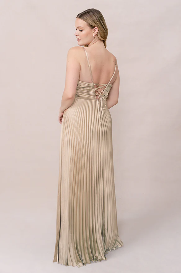 Vivian Satin Pleated Dress | Made To Order - Image 100