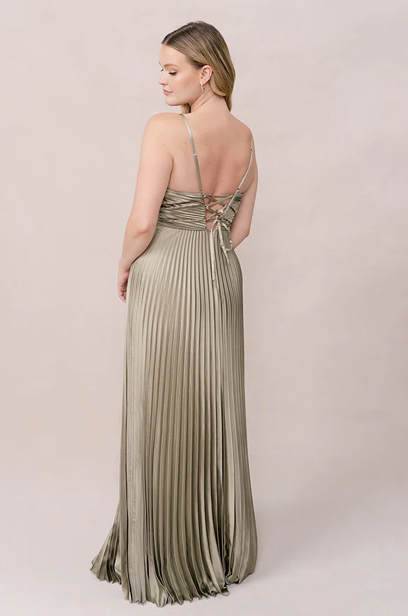 Vivian Satin Pleated Dress | Made To Order - Image 104