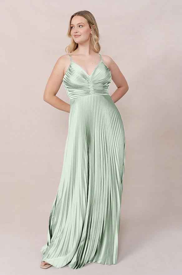 Vivian Satin Pleated Dress | Made To Order - Image 105