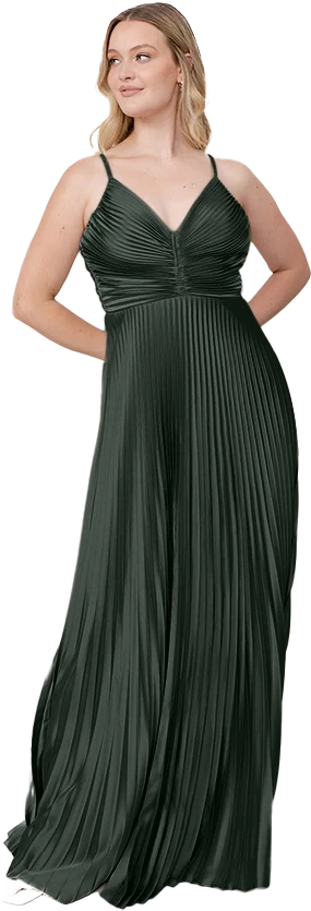 Vivian Satin Pleated Dress | Made To Order - Image 119