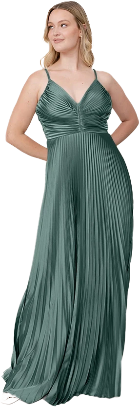 Vivian Satin Pleated Dress | Made To Order - Image 145