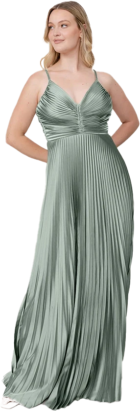 Vivian Satin Pleated Dress | Made To Order - Image 148
