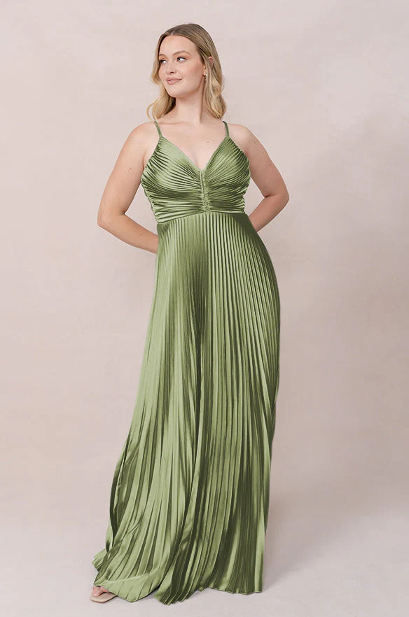 Vivian Satin Pleated Dress | Made To Order - Image 166