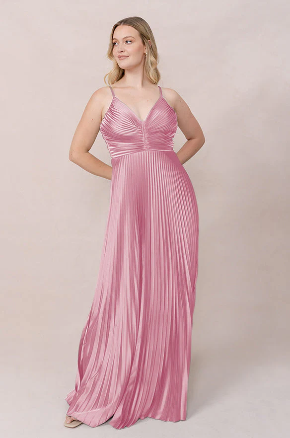 Vivian Satin Pleated Dress | Made To Order - Image 167