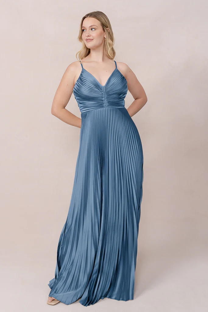 Vivian Satin Pleated Dress | Made To Order - Image 168