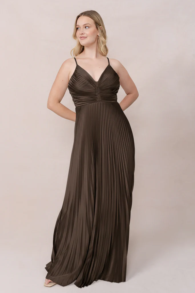 Vivian Satin Pleated Dress | Made To Order - Image 171