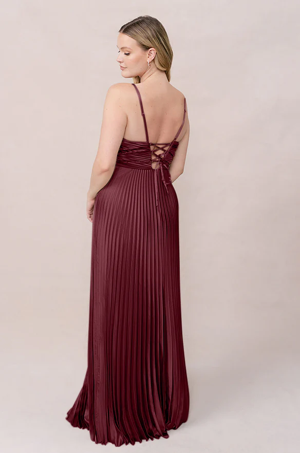 Vivian Satin Pleated Dress | Made To Order - Image 18
