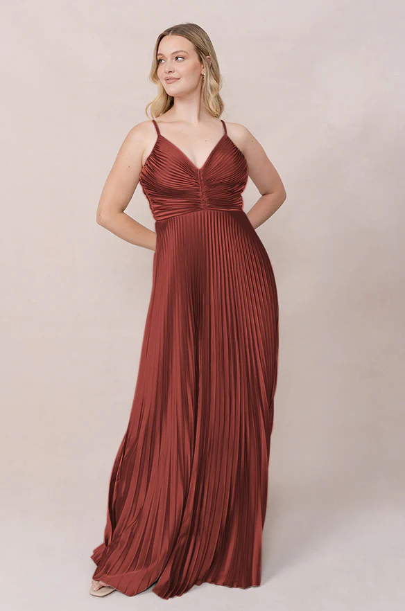 Vivian Satin Pleated Dress | Made To Order - Image 19