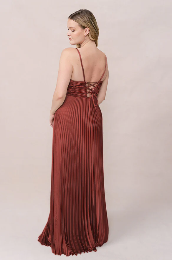 Vivian Satin Pleated Dress | Made To Order - Image 20