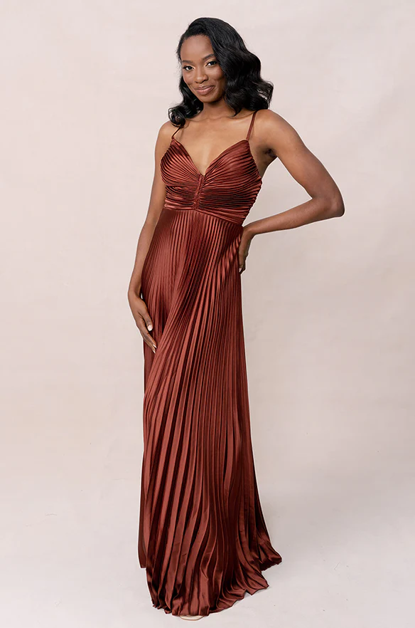 Vivian Satin Pleated Dress | Made To Order - Image 3