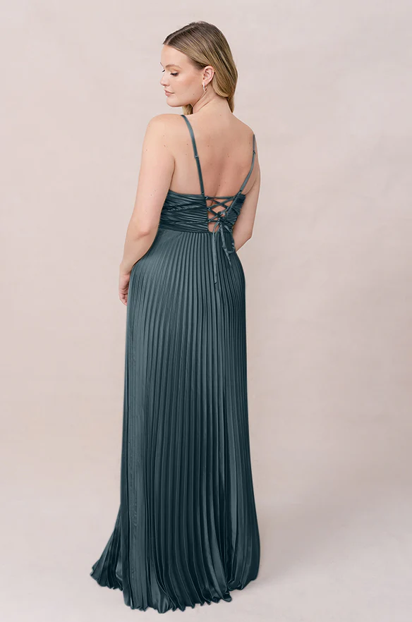 Vivian Satin Pleated Dress | Made To Order - Image 36