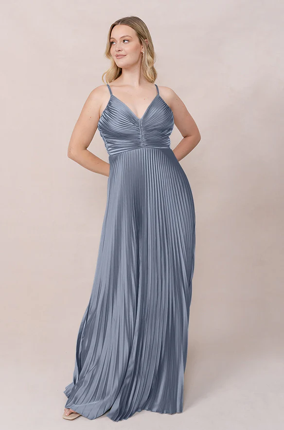 Vivian Satin Pleated Dress | Made To Order - Image 37
