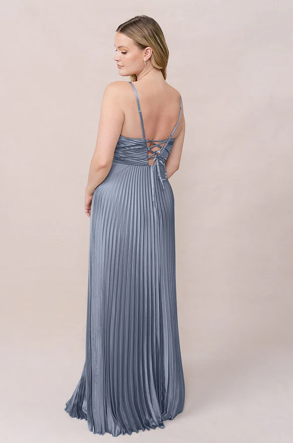 Vivian Satin Pleated Dress | Made To Order - Image 38