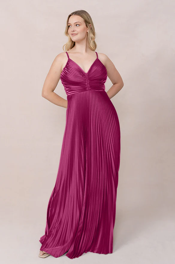Vivian Satin Pleated Dress | Made To Order - Image 39