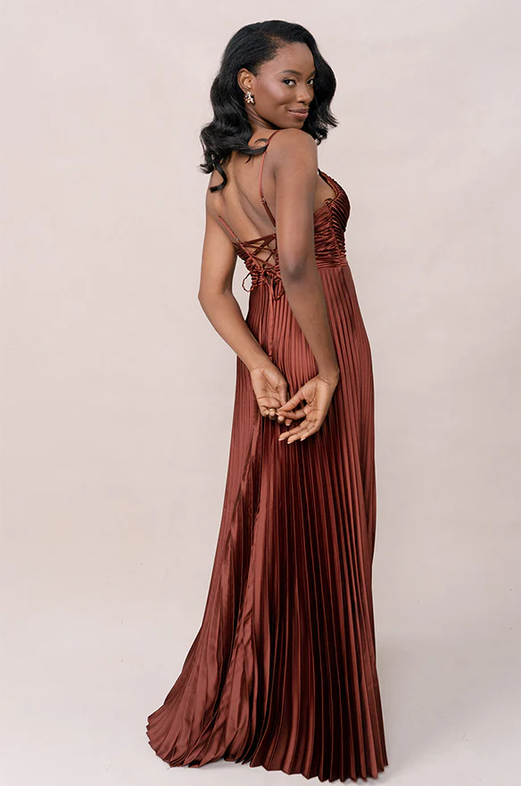 Vivian Satin Pleated Dress | Made To Order - Image 4