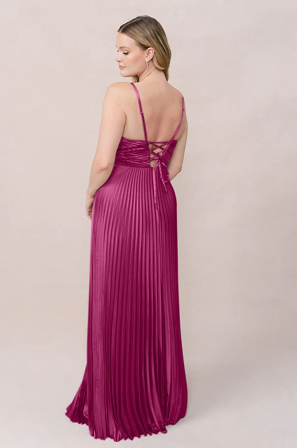 Vivian Satin Pleated Dress | Made To Order - Image 40