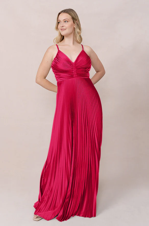 Vivian Satin Pleated Dress | Made To Order - Image 43