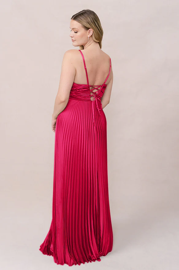 Vivian Satin Pleated Dress | Made To Order - Image 44
