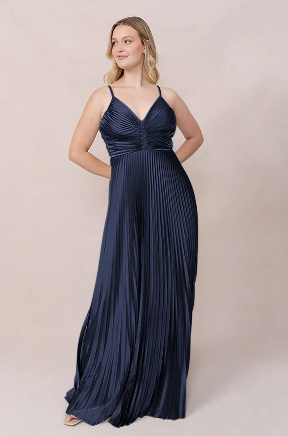 Vivian Satin Pleated Dress | Made To Order - Image 45
