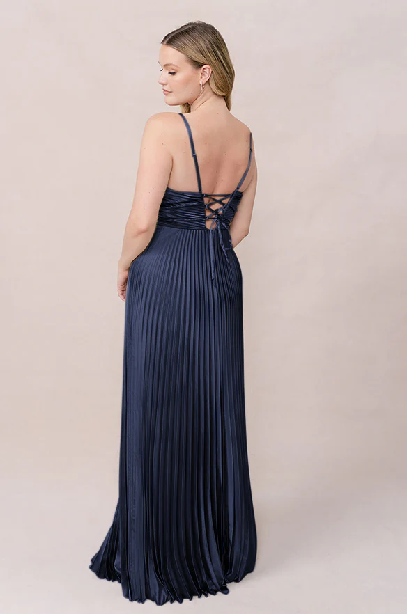 Vivian Satin Pleated Dress | Made To Order - Image 46