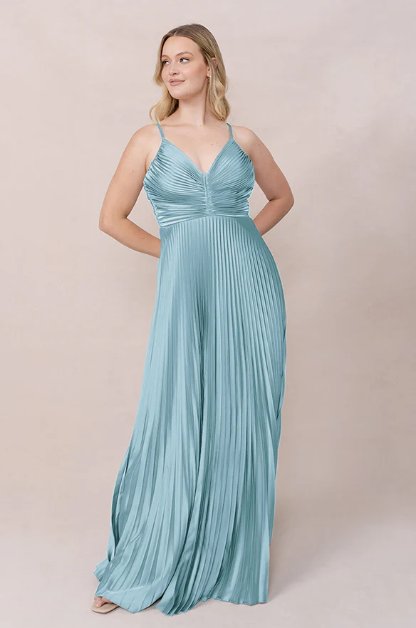 Vivian Satin Pleated Dress | Made To Order - Image 47