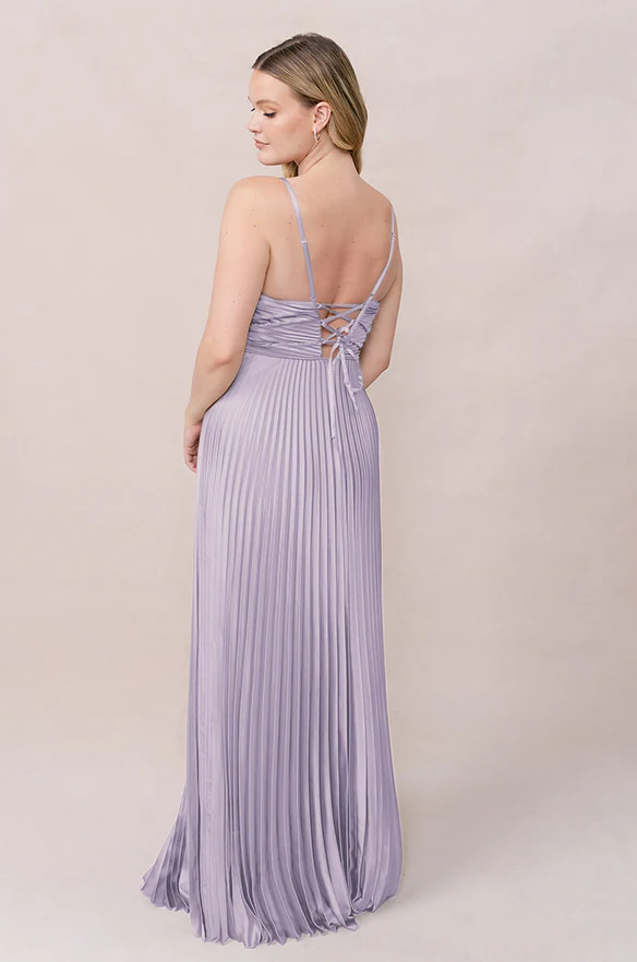 Vivian Satin Pleated Dress | Made To Order - Image 50