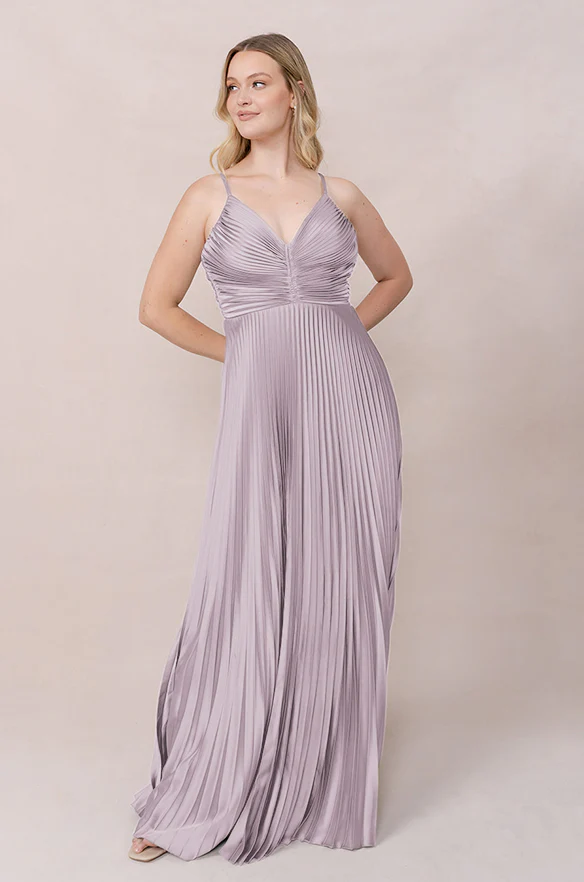 Vivian Satin Pleated Dress | Made To Order - Image 51