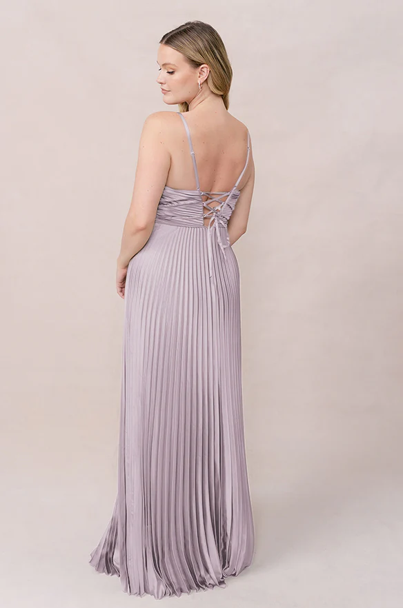 Vivian Satin Pleated Dress | Made To Order - Image 52