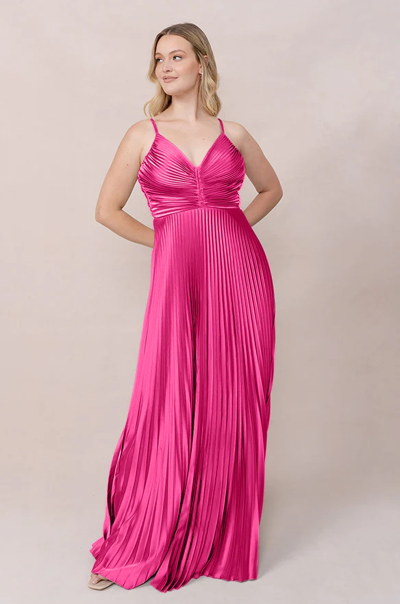 Vivian Satin Pleated Dress | Made To Order - Image 55