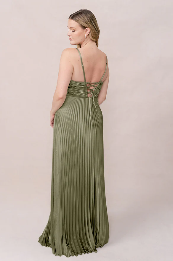 Vivian Satin Pleated Dress | Made To Order - Image 60