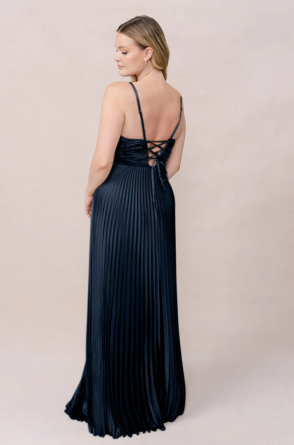Vivian Satin Pleated Dress | Made To Order - Image 62
