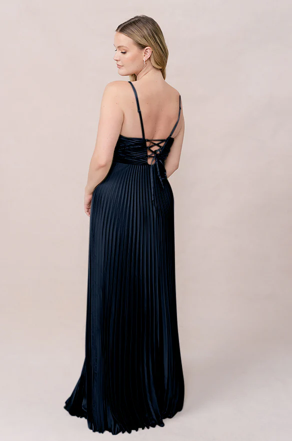 Vivian Satin Pleated Dress | Made To Order - Image 68