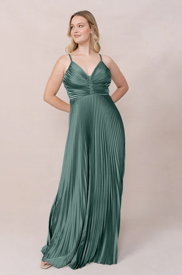 Vivian Satin Pleated Dress | Made To Order - Image 71