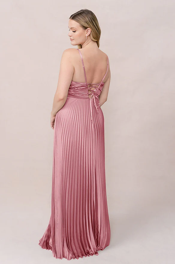 Vivian Satin Pleated Dress | Made To Order - Image 74