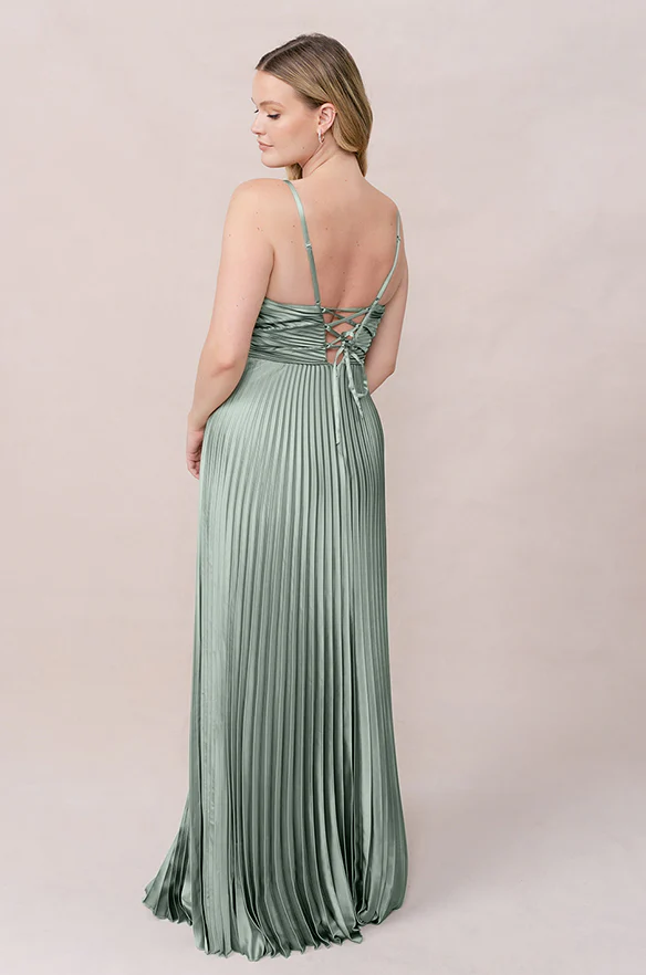 Vivian Satin Pleated Dress | Made To Order - Image 78