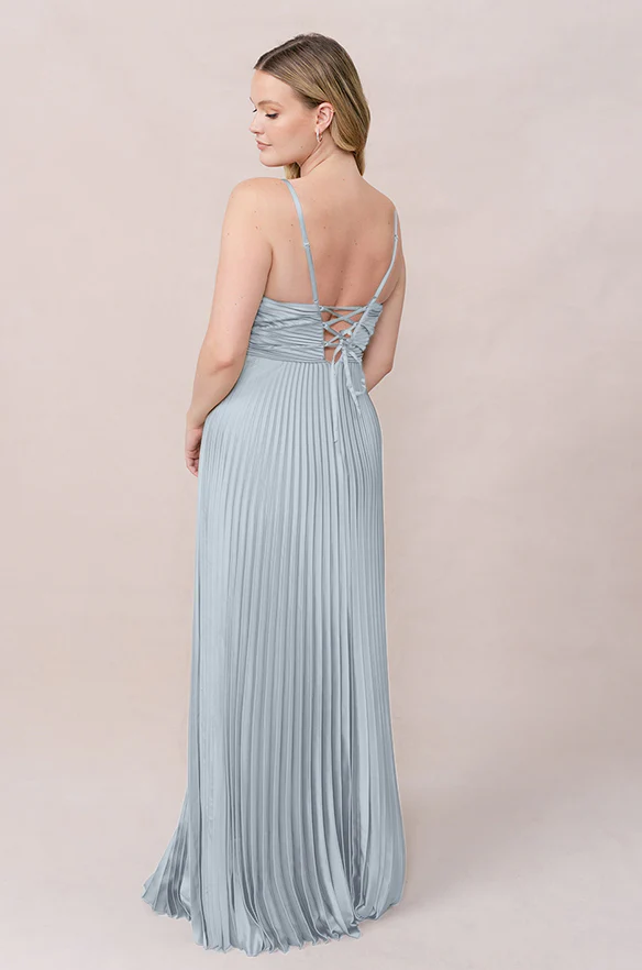 Vivian Satin Pleated Dress | Made To Order - Image 80