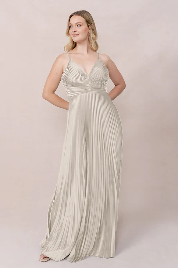 Vivian Satin Pleated Dress | Made To Order - Image 81