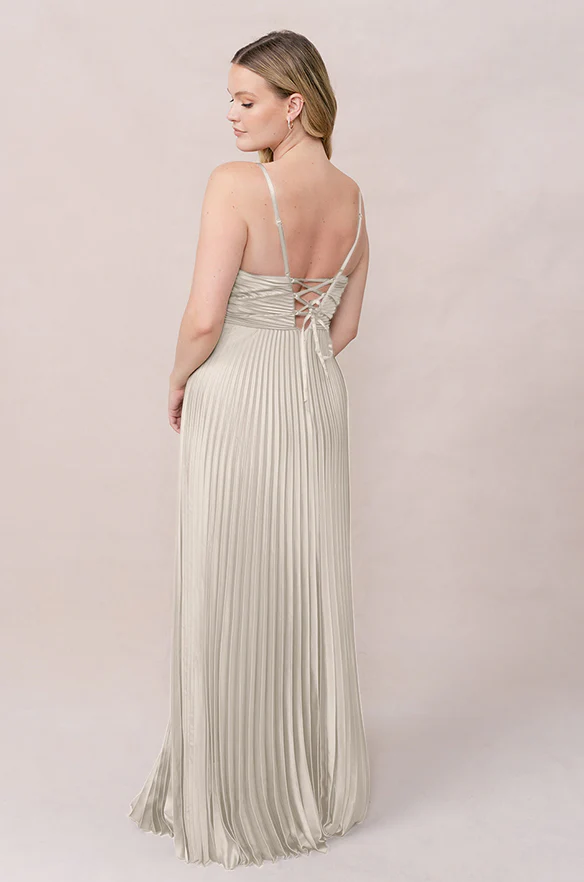 Vivian Satin Pleated Dress | Made To Order - Image 82