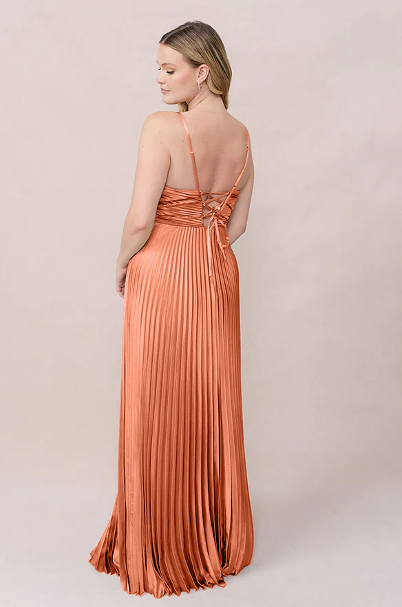 Vivian Satin Pleated Dress | Made To Order - Image 84