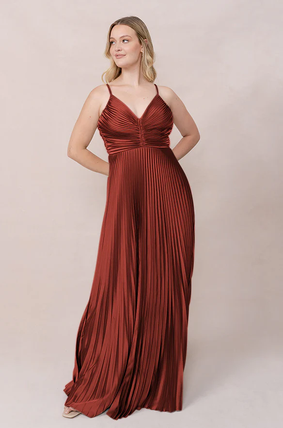 Vivian Satin Pleated Dress | Made To Order - Image 87