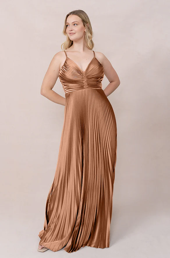 Vivian Satin Pleated Dress | Made To Order - Image 89