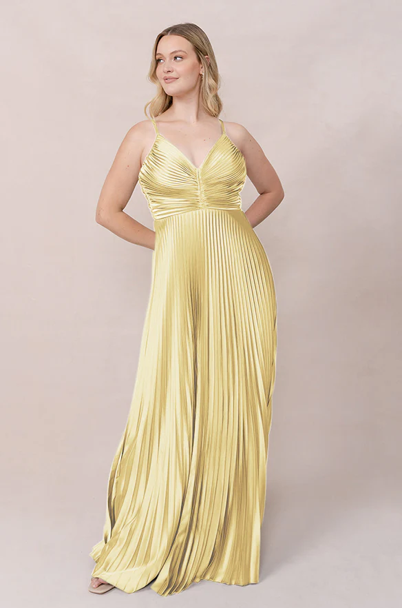 Vivian Satin Pleated Dress | Made To Order - Image 91