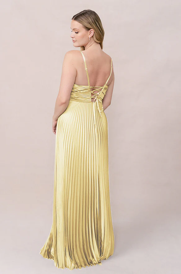 Vivian Satin Pleated Dress | Made To Order - Image 92
