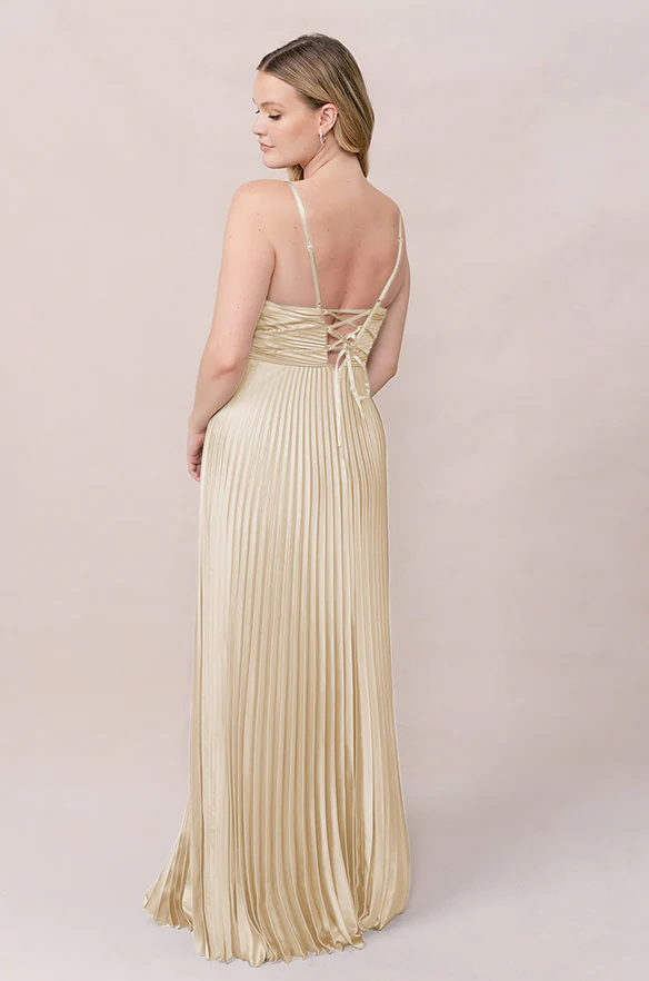 Vivian Satin Pleated Dress | Made To Order - Image 94